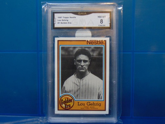 1987 Topps Nestle Golden Era Baseball Card #1 Lou Gehrig - Graded NM-MT 8