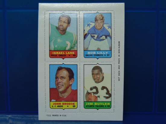 1969 Topps Football 4-In-1 Insert Card - Lilly, Lang, Brodie, Butler