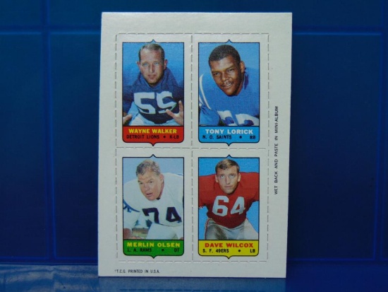 1969 Topps Football 4-In-1 Insert Card - Walkerm Lorick, Olsen, Wilcox