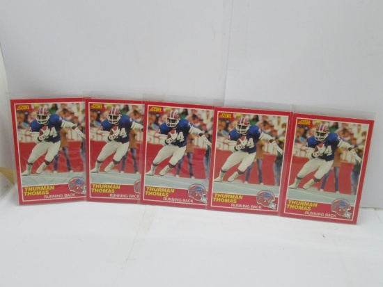 5 Card Lot of 1989 Score Thurman Thomas Bills Rookie Football Cards