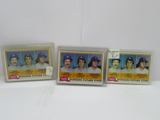 3 Card Lot of 1981 Topps Fernando Valenzuela Dodgers Rookie Baseball Cards