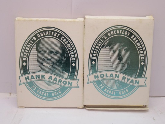 2 Card Lot of Bleachers 23 Karat Gold Baseball Cards - Nolan Ryan & Hank Aaron