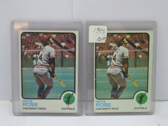 2 Card Lot of 1973 Topps Pete Rose Reds Vintage Baseball Cards