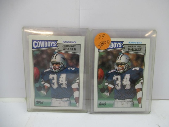 2 Card Lot of 1987 Topps Herschel Walker Cowboys Rookie Football Cards - Trump Supporter!