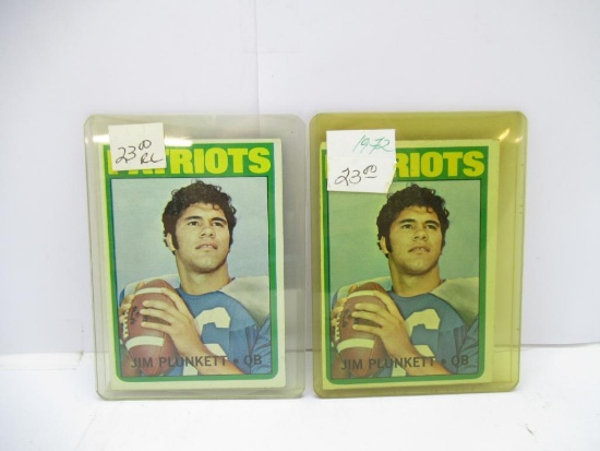 2 Card Lot of 1972 Topps Jim Plunkett Raiders Rookie Football Cards