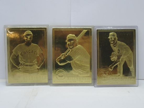 3 Card Lot of 23kt Gold Baseball Cards - Koosman, Killebrew, Kessinger