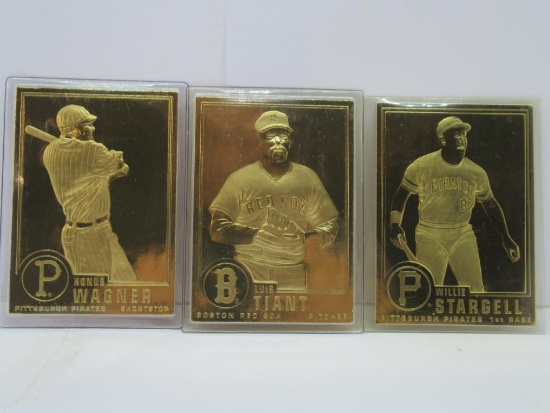 3 Card Lot of 23kt Gold Baseball Cards - Willie Stargell, Luis Tiant, Honus Wagner