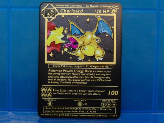 15 Gram Embossed Metal Pokemon Card - Charizard