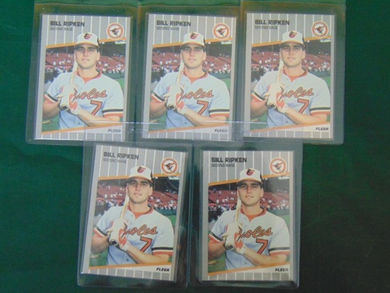 1989 Fleer Baseball Card #616 Billy Ripken Black Square - Lot Of Five
