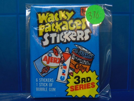 Wacky Packages 3rd Series Sticker Trading Cards - Sealed Wax Pack
