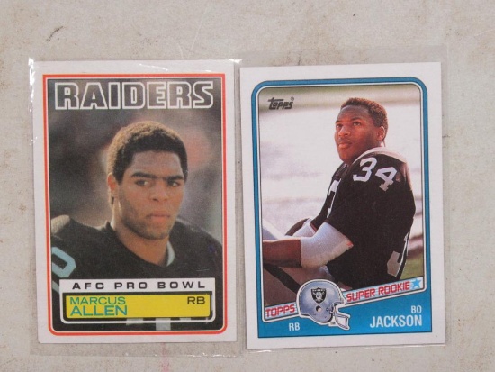 1983 Topps Marcus Allen Rookie Card & 1988 Topps Bo Jackson Football Rookie Card