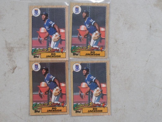 4 Card Lot of 1987 Topps Bo Jackson Royals Rookie Baseball Cards