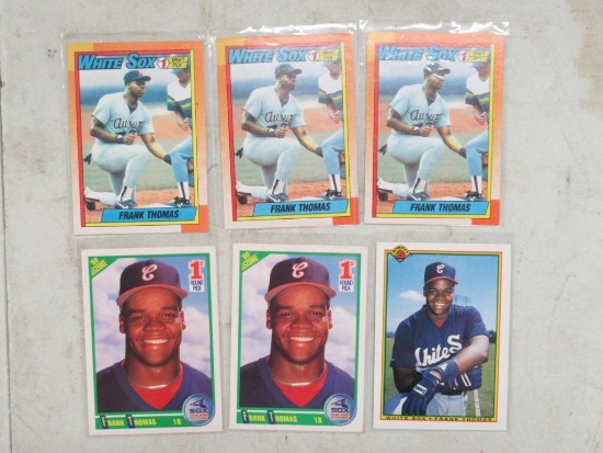 6 Card Lot of 1990 Frank Thomas Rookie Baseball Cards - 3 Topps, 2 Score, 1 Bowman