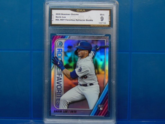 2020 Bowman Chrome Baseball ROY Favorites Refractors Card #GL Gavin Lux RC - Graded MINT 9