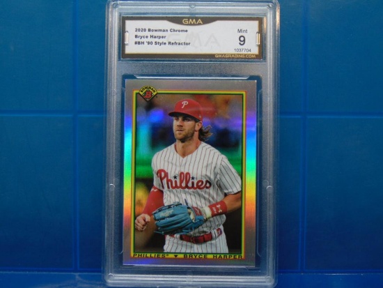 2020 Bowman Chrome Baseball 30th Anniversary Card #90B-BH Bryce Harper - Graded MINT 9