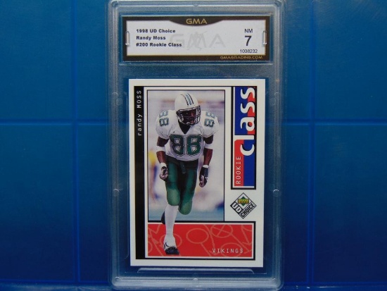 1998 UD Choice Football Card #200 Randy Moss RC - Graded NM 7