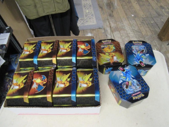 9 Pokemon Tins w/ Cards