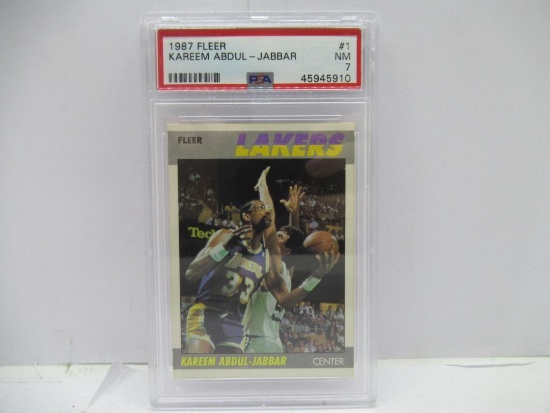 PSA Graded 1987-88 Fleer #1 KAREEM ABDUL-JABBAR Lakers Basketball Card - NM 7