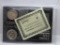 Display of 1960s Kennedy Silver Half Dollar with 90% Silver 1964 Half & 40% Silver 1966 Half