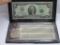 1976 United States Bicentennial Jefferson $2 Bill & Eisenhower Dollar in Display