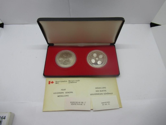 Royal Canadian Mint Four Generals Medallion Set with 48.6 Gram .925 Fine Silver Medal in Display