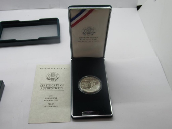 1991 United States Mint Korean War Memorial Coin Proof Silver Dollar in Original Box