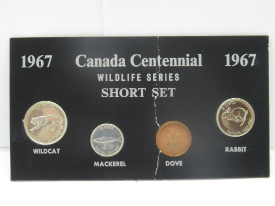 1967 Canada Centennial Wildlife Series Short Set with Silver Quarter
