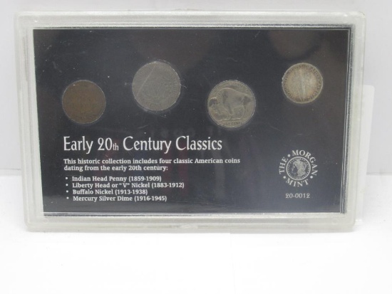 Early 20th Century Classics - Indian Head Penny, Liberty Head Nickel, Buffalo Nickel & Mercury Dime