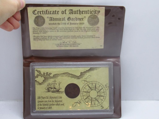 Genuine Admiral Gardner 1809 Shipwreck Coin in Display Holder