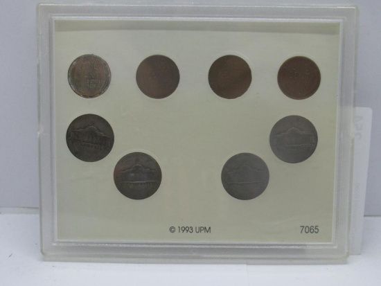 World War II Obsolete Coin Collection with 4 35% Silver Nickels in Display Holder