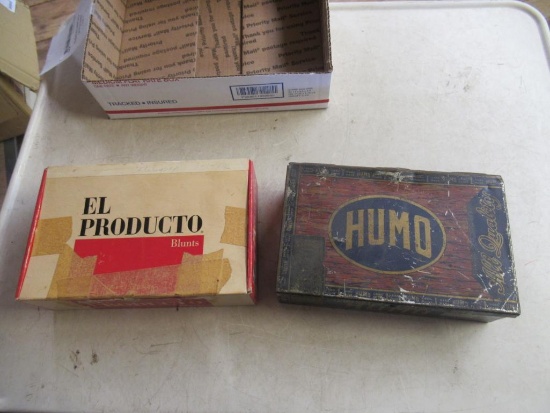 Antique cigar boxes.