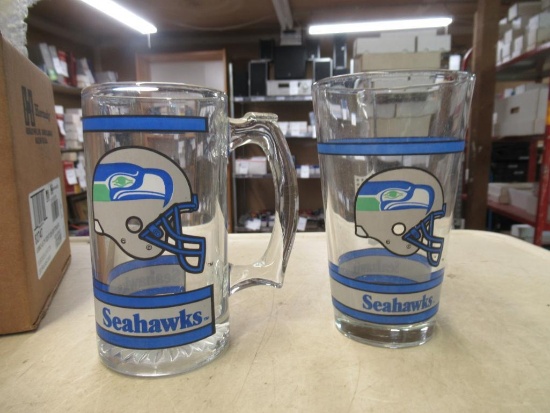 Vintage Chevron Seahawks glass mugs. NO SHIPPING