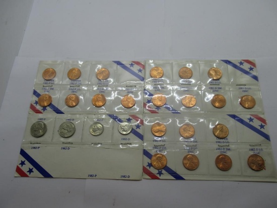 Lot of Vintage 1982 United States Coins on Display Cards