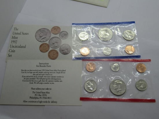 1992 United States Mint Uncirculated Coin Set in Original Envelope