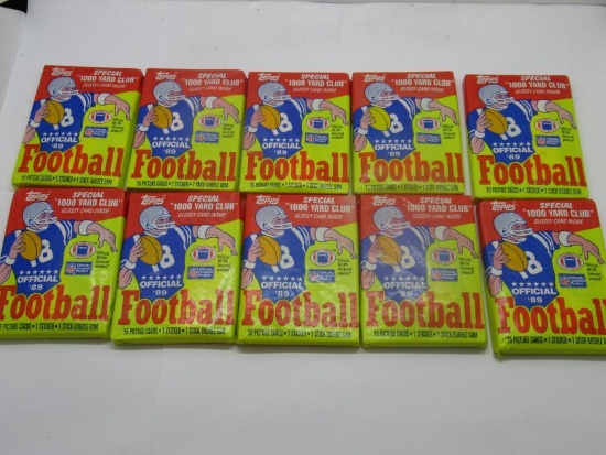 10 Factory Sealed Topps Football 189 1000yd Club Packs