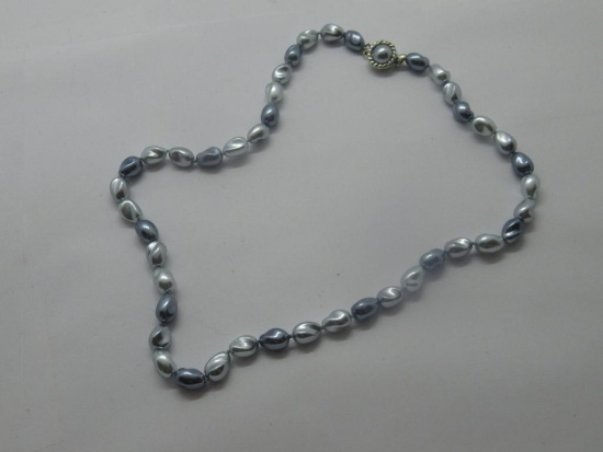 9" Blue-Grey Pearl Necklace