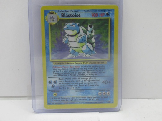 Vintage Pokemon BLASTOISE Base Set Unlimited Holofoil Rare Card 2/102