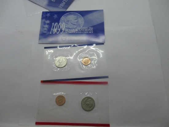1999 United States Mint Susan B. Anthony Uncircualted Coin Set in Original Envelope