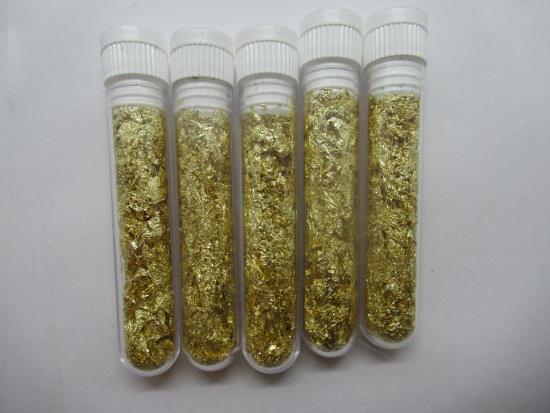 5 Vials of gold flake