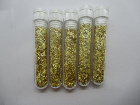5 Vials of gold flake