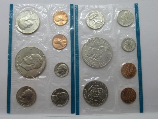 1974 United States Mint Uncirculated Coin Set In Original Envelope