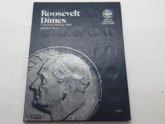Vintage Whitman Roosevelt Dimes Collection Book with 77 Coins