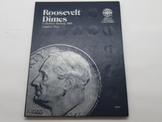 Vintage Whitman Roosevelt Dimes Collection Book with 77 Coins