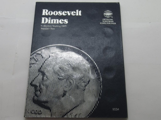 Vintage Whitman Roosevelt Dimes Collection Book with 77 Coins