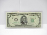 1950-D United States Lincoln $5 Green Seal Bill Currency Note