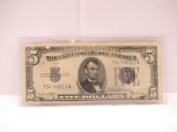 1934-D United States Lincoln $5 Silver Certificate Bill Currency Note