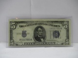 1934-D United States Lincoln $5 Silver Certificate Bill Currency Note