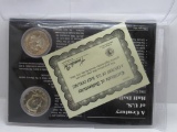 Display of 1960s Kennedy Silver Half Dollar with 90% Silver 1964 Half & 40% Silver 1966 Half