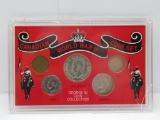 Display of Canadian World War II Coin Set with Silver Half Dollar, Quarter & Dime