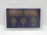 United States Silver Nickel Mint Mark Collection with 3 35% Silver Nickels